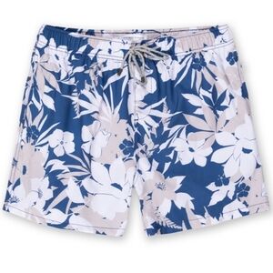 Vintage Summer Men's Printed Shorts - Navi Tropical Floral